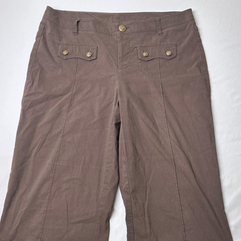 Bisou Bisou Womens Wide Leg Utility Flap Pocket Trousers Size 12 Brown - Picture 2 of 10